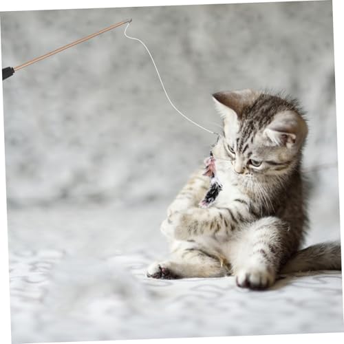 UTHCLO 3 Stück Teiliges DIY Katzenspielzeug Interaktive Katzenangel Sticks Kratzfestes Katzenspielzeug für Kätzchen Fördert Aktivität und Bindung Farblich Sortiert Zufällige Farbe von UTHCLO