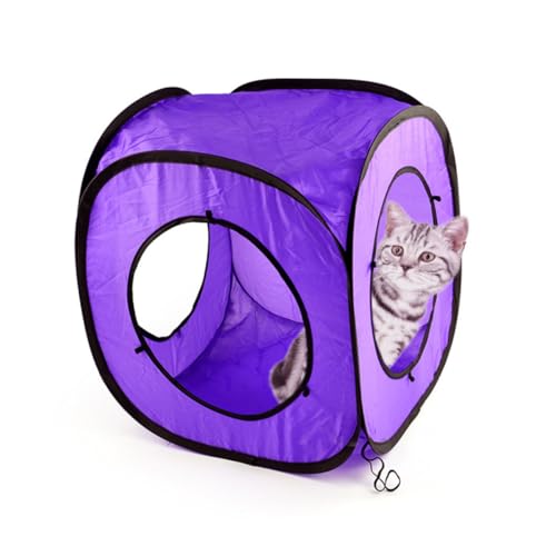 UTHCLO 3 Stück Teiliges Faltbares Katzentunnel spielset aus Reißfestem Polyester mit Knisterpapier Stabiler Stahlrahmen Doppelte Tunnelwege für Interaktiven Spielspaß von Katzen und von UTHCLO