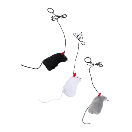 UTHCLO 3 Stück Teiliges Katzenspielzeug Mäuseform mit Quietschfunktion Interaktives Plüschspielzeug für Katzen Fördert Bewegung und Beschäftigung Sicherer Premiumstoff Zufällige Farbe von UTHCLO