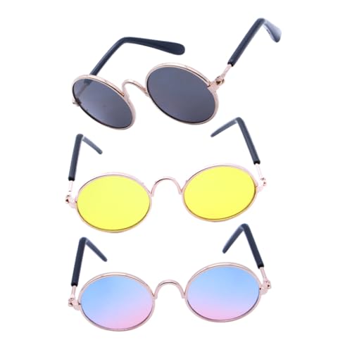 UTHCLO 3 Stück Teiliges Vintage Runde Haustierbrillen Modische Leichte Hundebrille Katzenbrille Fotorequisiten Einzigartiger Stil Langlebiges Material von UTHCLO