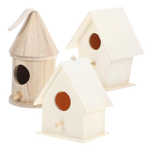 UTHCLO 3 Teiliges DIY Holz Vogelhaus mit Großem Eingang Kreatives Naturfarbenes Nistplatz Dekor für Kleine Vögel Inklusive Robuster Aufhängeschnur für Garten und Innenbereich UTHCLO 3 Teiliges DIY Holz Vogelhaus mit Großem Eingang Kreatives Naturfarbenes Nistplatz Dekor für Kleine Vögel Inklusive Robuster Aufhängeschnur für Garten und Innenbereich von UTHCLO