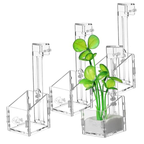 UTHCLO 4 Aquarium Pflanzenhalter Transparent Pflanzbecher für Wasserpflanzen Fischbecken Deko Robust Einfach zu Montieren und Vielseitig Einsetzbar von UTHCLO
