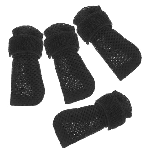 UTHCLO 4 Stück Haustier Schuhschutz Katzen Hundeschuhe Schwarz rutschfeste Leichte Pfotenschutz-Boots für Krallenschutz Baden Medikamente und Nagelpflege von UTHCLO