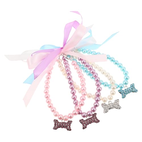 UTHCLO 4 Stück Teiliges Haustierhalsband mit Einstellbarer Perlenkette und Knochenanhänger Verstellbares Schmuckhalsband für Kleine Hunde und Katzen Geeignet für Alltag und Besondere UTHCLO 4 Stück Teiliges Haustierhalsband mit Einstellbarer Perlenkette und Knochenanhänger Verstellbares Schmuckhalsband für Kleine Hunde und Katzen Geeignet für Alltag und Besondere von UTHCLO
