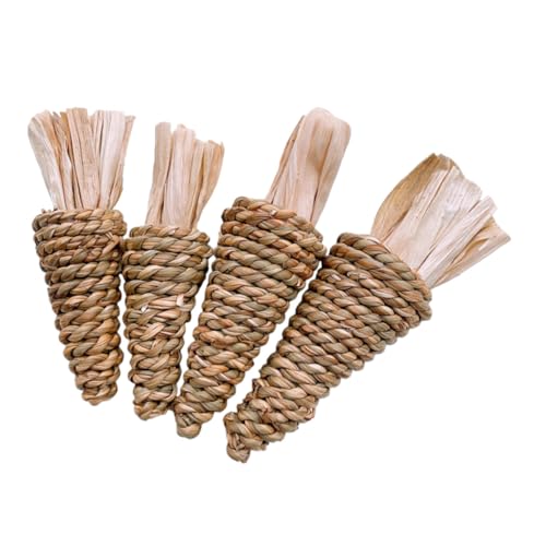 UTHCLO 4 Stück Teiliges Kauspielzeug für Kleine Haustiere aus Natürlichem Material Zahnpflegend und Geeignet für Hamster Kaninchen und Zwergkaninchen zur Beschäftigung und Zahnreinigung von UTHCLO