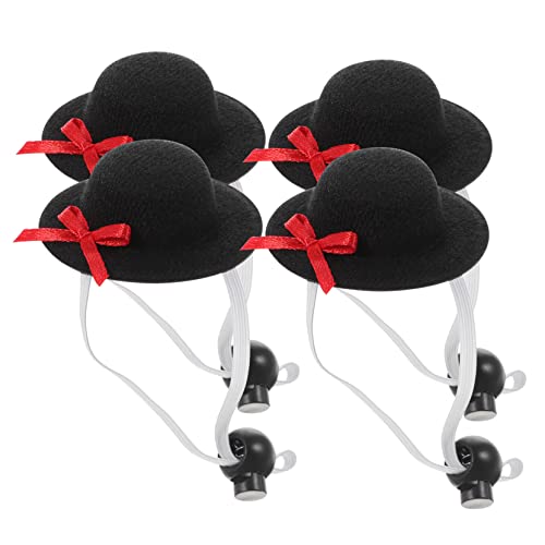UTHCLO 4 Stück Teiliges Miniatur Hut aus Kleine Bastelhüte für DIY Handwerk Mini Hüte Schwarz Geeignet für Puppen Partydekoration und Kreative Bastelideen von UTHCLO