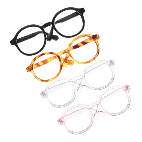 UTHCLO 4 Stück Teiliges Transparente Haustier Brillen für Katzen und Kleine Hunde Lustige Cosplay Sonnenbrillen in Schwarz Transparent und Leopardenmuster Bequemes Stylisches Accessoire von UTHCLO
