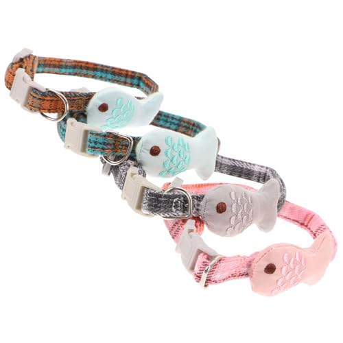 UTHCLO 4 Stück Teiliges Verstellbares Haustier Katzenhalsband Set mit Fisch Karomuster Langlebige Halskette für Katzen Praktische und Modische Tierzubehör Geschenk UTHCLO 4 Stück Teiliges Verstellbares Haustier Katzenhalsband Set mit Fisch Karomuster Langlebige Halskette für Katzen Praktische und Modische Tierzubehör Geschenk von UTHCLO