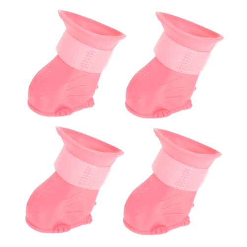 UTHCLO 4 Stück wasserdichte Hunderegenstiefel rutschfeste Strapazierfähige Pfotenschutzschuhe für Kleine und Mittlere Hunde Praktischer Verschluss für Regen und Draußen von UTHCLO