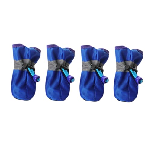 UTHCLO 4 Stück wasserdichte Hundeschuhe Pfotenschutz mit Rutschfester Sohle Atmungsaktiv Bequem Blau für Kleine und Mittlere Hunde Outdoor Schutz von UTHCLO
