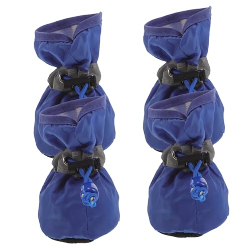 UTHCLO 4 Teiliges Wasserdichtes Hundeschuhe rutschfeste Pfotenschützer für Kleine bis Mittelgroße Hunde Atmungsaktiv Schmutzabweisend für Outdoor Wandern Jahreszeiten Blau von UTHCLO