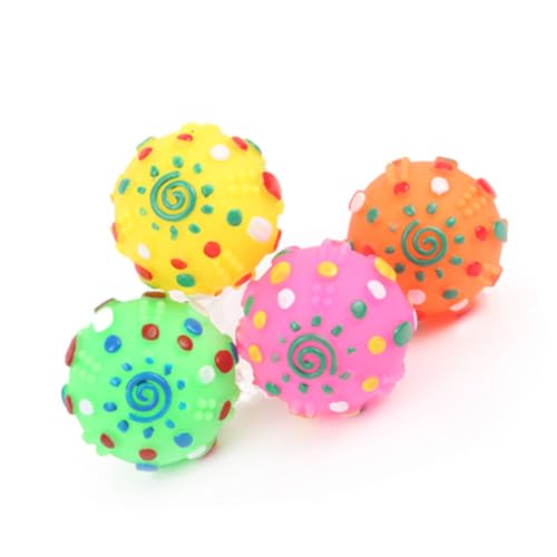 UTHCLO 5 Stück Teiliges Hundespielzeug Langlebige Geräuschaktive Kauspielbälle aus Sicherem Kunststoff Robust zur Beschäftigung und Stressreduktion für Kleine und Zufällige Farbe von UTHCLO