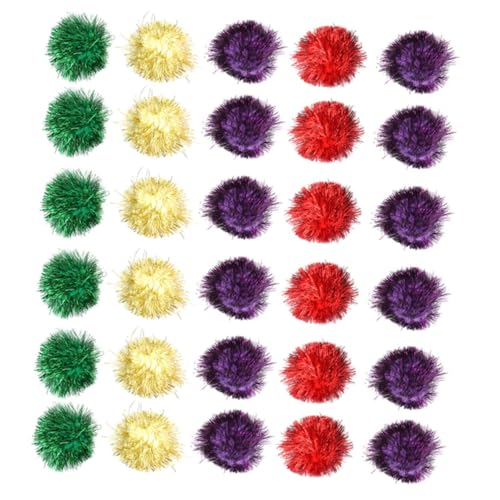 UTHCLO 60 Stück Teiliges Interaktives Katzen Glitterbällen Bunte Pompons für Kätzchen und Haustiere Langlebige Tinsel Bälle zur Beschäftigung und Stressreduktion für Drinnen und Draußen von UTHCLO
