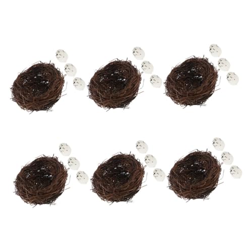 UTHCLO 6Er-Set Handgefertigte Dekoration des Vogelnestes Garten vogelnest Rattan Bird House Vogelnester dekorieren Vogelnestdekoration im Freien dekoratives Vogelhaus trockene Rebe Kaffee von UTHCLO
