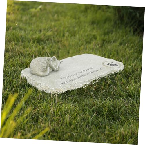 UTHCLO Cat Memorial Stone Ornament aus Langlebigem Resin Wetterfest und Verschleißfest mit Gravierbarer Oberfläche zur Individuellen Gedenkgestaltung für Gartendeko und Katzengrab im von UTHCLO