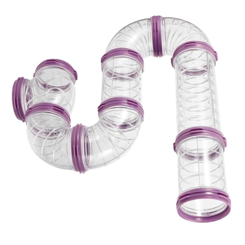 UTHCLO DIY Hamsterröhrenset aus robustem Kunststoff Sicherer Abenteuertunnel für Hamsterkäfige Erweiterbar für Kleintiere Transparentes Hamstertunnel Zubehör in Violett von UTHCLO