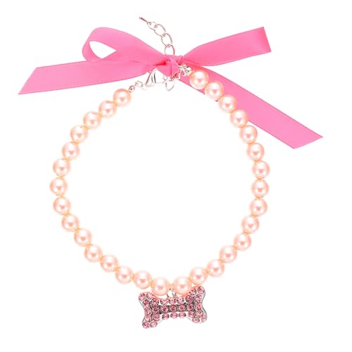 UTHCLO Dekoratives Perlenhalsband für Kleine und Mittelgroße Hunde und Katzen Verstellbares Hautfreundliches Party Hundehalsband in Rosa Stilvolles Schmuck Accessoire für Haustiere von UTHCLO