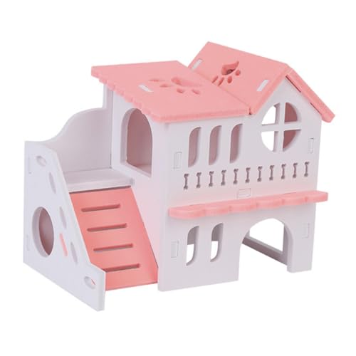 UTHCLO Doppelstöckiges Hamsterhaus aus Natürlichem Holz Langlebiges Nagerversteck Kauspielzeug für Zwerghamster und Kleine Haustiere Fördert Gesunden Zahnabrieb und Mentales Wohlbefinden von UTHCLO