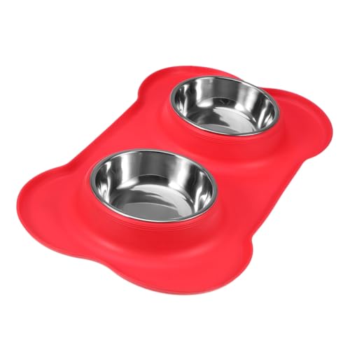 UTHCLO Doppelter Hundebar Futternapf mit Rutschfester Silikonmatte Auslaufsicherer Napfhalter für Futter und Wasser Spülmaschinenfest für Hunde und Katzen von UTHCLO