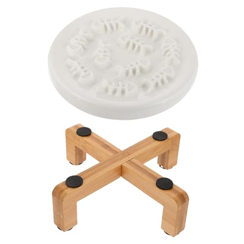 UTHCLO Erhöhte Keramik Hundenapf mit Slow Feeder Funktion Rutschfestes Design und Schutz für Hals Fressnäpfe Haustier Futterstation für Kleine Hunde und Katzen von UTHCLO
