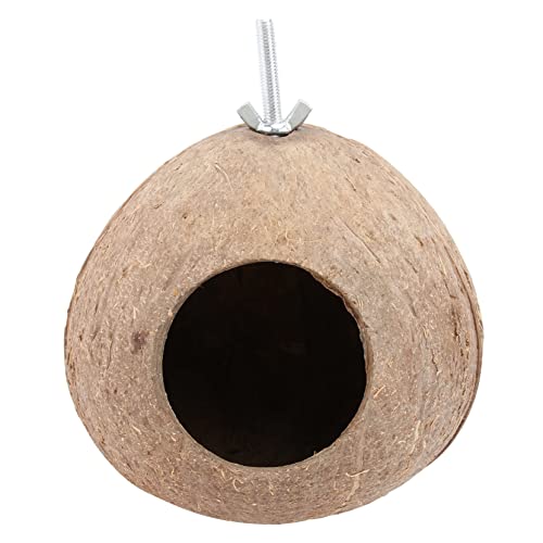 UTHCLO Gourd Shaped Vogelhaus aus Kokosnuss Schale Rustikales Nistkasten Natürliches Garten Ornament Wetterfestes Kleines Vogelhäuschen zum Aufhängen für Kanarienvögel und Papageien von UTHCLO
