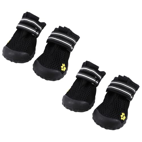 UTHCLO Große Hundeschuhe aus Schwarzem Netzstoff Verstellbare Pfotenschützer rutschfeste Outdoor Boots für Große Hunde Atmungsaktiv für Wandern und Bergsteigen von UTHCLO