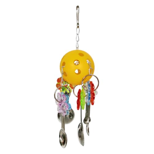 UTHCLO Hängendes Papageienspielzeug mit Farbigen Blüten Glocke und Kauspielzeug für Wellensittiche Nymphensittiche und Kleine bis Mittelgroße Vögel Robustes Vogelkäfig zubehör von UTHCLO