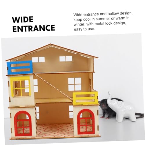 UTHCLO Hamsterhaus Kleines Zweistöckiges Haustierhaus Atmungsaktives Hamster Versteck aus Langlebigem Material für Zwerghamster Gerbils Mäuse Sicher Komfortabel von UTHCLO
