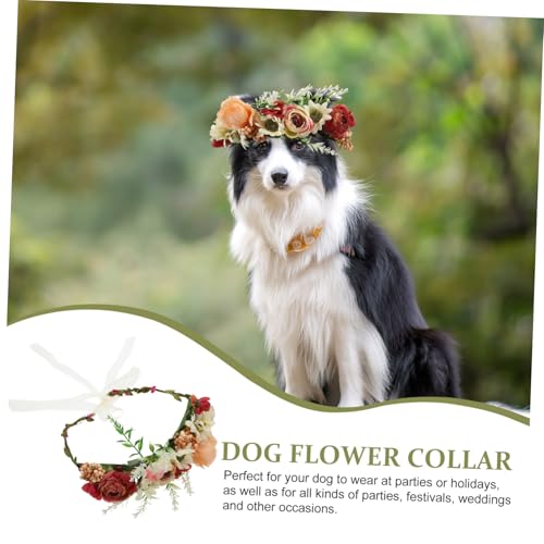 UTHCLO Hochzeit Blumen Halskette Prinzessin Gast Junge Tag Kragen LED Personalisierte Krone Braut Welpen para Haustier Hund Hochzeit Dekor Foto Ornamente Stoff von UTHCLO