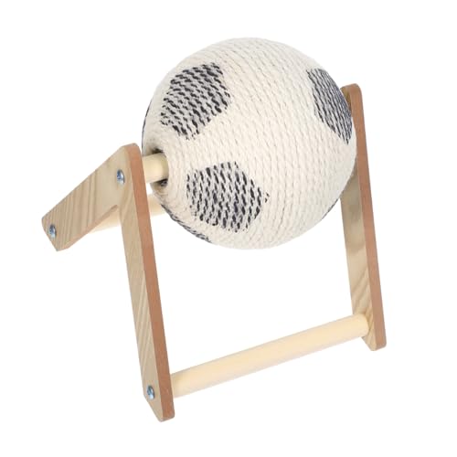 UTHCLO Interaktiver Katzenspielball mit Sisalseil Kratzfester Holzsockel Kratzfestes für Kleine Katzen Indoor Kratzmöbel Schützender Kratzball für Möbel von UTHCLO