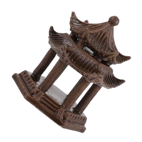UTHCLO Keramik Pavillon Ornament Doppelstöckig Hexagonal Aquarium Dekoration Tischlandschaft Deko für Fischbecken Bonsai Micro Landschaftsschmuck aus Langlebiger Keramik mit Einfachem von UTHCLO
