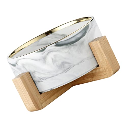 UTHCLO Marbled Pet Feeder mit Holzgestell Keramik Katzennapf mit Glattem Rand rutschfeste Futterschüssel für Katzen und Kleine Haustiere Einfach zu Reinigen Stilvolles Nordic Design UTHCLO Marbled Pet Feeder mit Holzgestell Keramik Katzennapf mit Glattem Rand rutschfeste Futterschüssel für Katzen und Kleine Haustiere Einfach zu Reinigen Stilvolles Nordic Design von UTHCLO