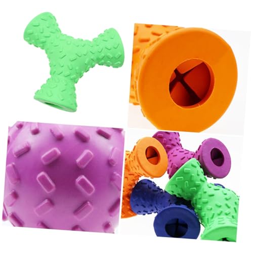 UTHCLO Natürlicher Gummi Hundespielzeug mit Löchern Futterspender Kauspielzeug für Welpen Zahnpflege Langlebig Dreieckig für Kleine bis Große Hunde Zufällige Farbe Zufällige Farbe von UTHCLO