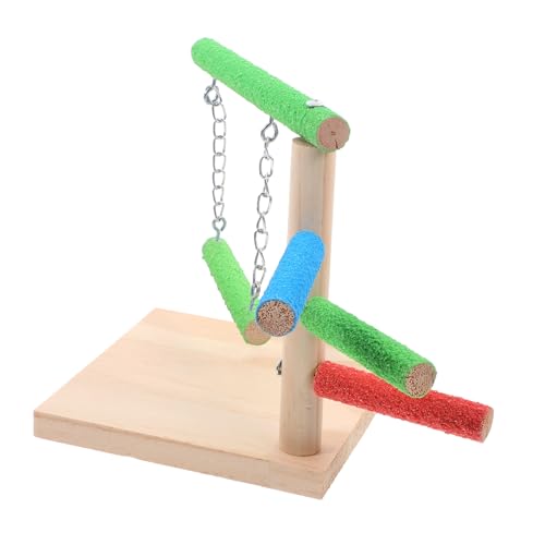 UTHCLO Natürlicher Holz Papageienständer mit Mehrstufiger Sitzstange Stabile Tisch und Käfigplattform Robustes Vogelspielzeug zum Kauen für Wellensittiche und Sittiche Dekoratives von UTHCLO