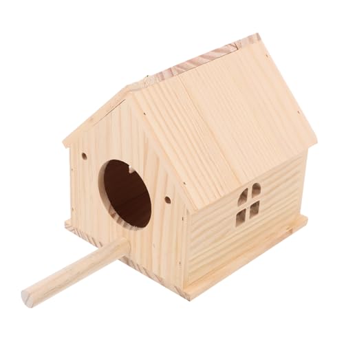 UTHCLO Natürlicher Holz Vogelbrutkasten für Wellensittiche Stabiles Nistkästchen mit Schutzdach Sichere Zucht und Brutbox Vielseitiges Vogelnest für Käfig und Garten Dekoratives von UTHCLO