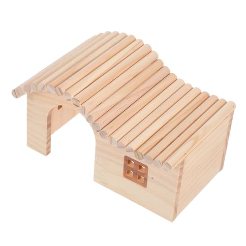 UTHCLO Natürliches Holz Hamster Versteck Haus Mittelgroß Sicherer Rückzugsort für Hamster Igel und Mäuse Stressreduzierend Platzsparend Einfach zu Reinigen Fördert Spiel und Aktivität von UTHCLO