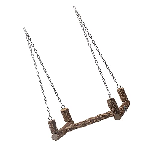 UTHCLO Natürliches Holz Vogelstand Schaukel für Papageien und Wellensittiche Robustes Pet Accessoire Balance Spiel und Krallenpflege Einfach zu Hängen und Vielseitig Zufällige Farbe von UTHCLO