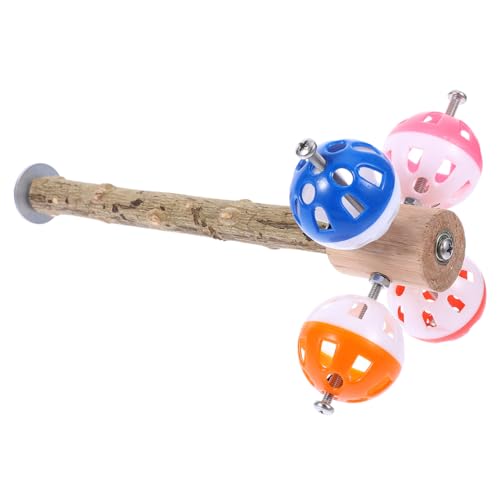 UTHCLO Natürliches Vogelspielzeug mit Drehbarem Ball Papageien Krallenschleifstange aus Robustem Holz und Abs Komfortabler Strukturierter Sitzstab für Wellensittiche und Kleine Vögel im von UTHCLO