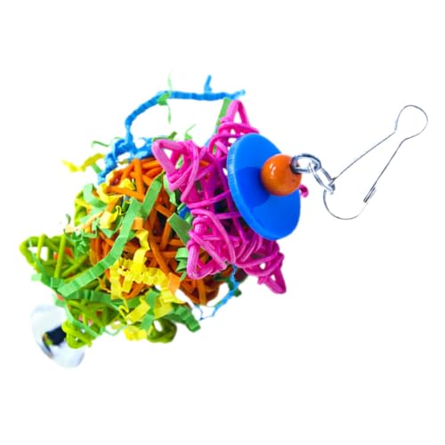 UTHCLO Papageien Kauspielzeug mit Glocke Hängendes Vogelkäfig Robustes Parakeet Zubehör Sicherer Teething Toy für Wellensittiche und Kleine Vögel Praktische Schaukel für Vögel von UTHCLO
