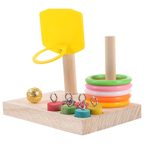 UTHCLO Papageienspielzeug Holz Intelligenzspielzeug Vogel Trainingsspielzeug Basketballring Parrot Cage Toy Lustiges Kauspielzeug für Vögel zur Beschäftigung und Zufällige Farbe von UTHCLO