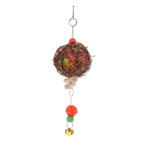 UTHCLO Papageienspielzeug mit Natürlichen Rattanbällen Farbenfrohes Kauspielzeug für Wellensittiche Nymphensittiche Sittiche und Kleine Papageien Gesund für Zähne Käfig Zufällige Farbe von UTHCLO