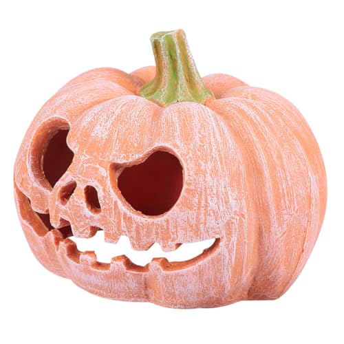 UTHCLO Reptilien Versteck Höhle Kürbisförmig Dekorativ Vivid Resin Haustier Unterschlupf Halloween Deko Für Terrarien und Schildkröten Gehege von UTHCLO