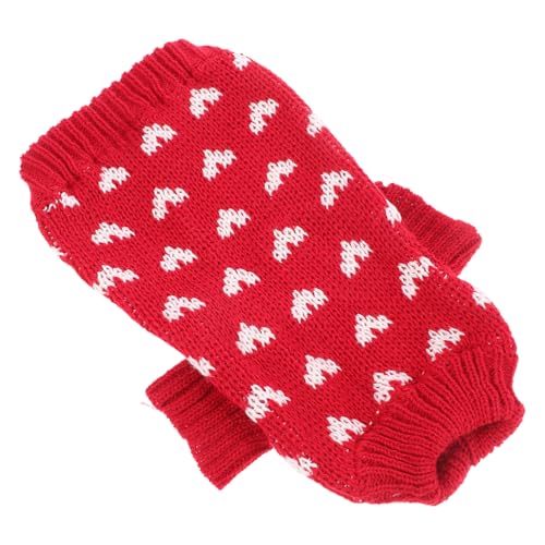 UTHCLO Roter Strick-hundepullover für Kleine Hunde Herzförmiges Muster Warmes Komfortables Acryl-Material Runder Kragen Enganliegend Modisch und Langlebig Passend für Welpen und Kleine von UTHCLO