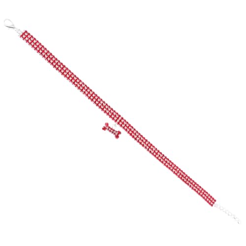 UTHCLO Rotes Strass Hundehalsband Anhänger Verstellbar Hundekette Haustier Zubehör für Kleine und Mittlere Hunde UTHCLO Rotes Strass Hundehalsband Anhänger Verstellbar Hundekette Haustier Zubehör für Kleine und Mittlere Hunde von UTHCLO