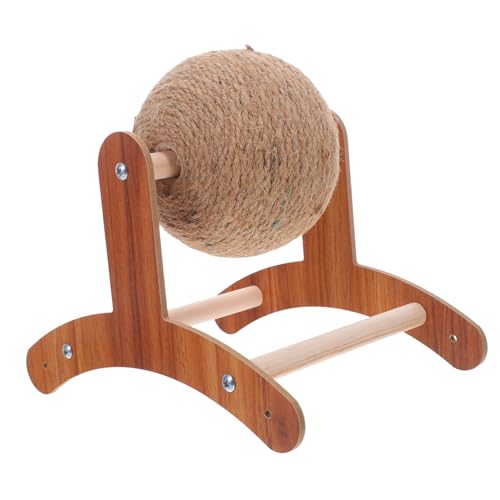 UTHCLO Sisal Kratzkugel für Katzen mit Natürlichem Sisal Großem Holzsockel Interaktives Katzenspielzeug zur Krallenpflege Fördert Aktivität und Spielerisches Training für Indoor Haustiere von UTHCLO