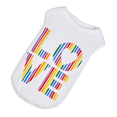 UTHCLO Sommerliches Ärmelloses Haustier Shirt mit Buntem Love Buchstaben Print Leichtes Katzen Welpen Outfit Atmungsaktive Komfortable Kleidung für Kleine Katzen und Hunde von UTHCLO