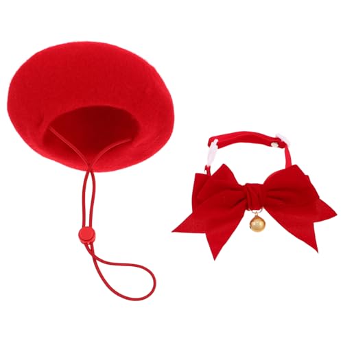 UTHCLO Verstellbares Haustier-Set mit Roter Fliege und Einstellbarem Fliegenhalsband mit Glocke Süße Hundehalsband Accessoires für Kleine Hunde und Katzen bei Partys und von UTHCLO