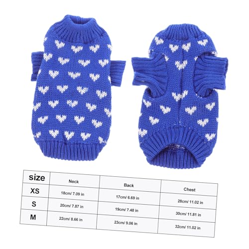 UTHCLO Winter Hundepullover für Kleine Hunde Gestrickt mit Herzmuster Eng Anliegend Weicher Haustierpullover in Blau Geeignet für Alltag Party und Fotoshootings von UTHCLO