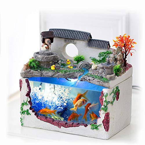 Tropische Fische, Aquarienbecken, Wassermühle, Brunnen mit Lichtpumpe, künstliche Pflanze, Desktop-Büro, Heimdekoration Tropische Fische, Aquarienbecken, Wassermühle, Brunnen mit Lichtpumpe, künstliche Pflanze, Desktop-Büro, Heimdekoration von UTHTY