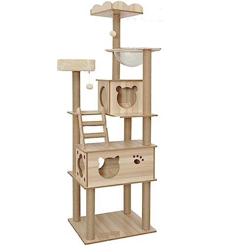 Mehrschichtiger Kratzbaum, Haushaltskatzenturm, Katzenwohnung mit Leiterspielzeug, Hanfseil-Greifpfosten, Kletter- und Springspielzeug für Katzen Mehrschichtiger Kratzbaum, Haushaltskatzenturm, Katzenwohnung mit Leiterspielzeug, Hanfseil-Greifpfosten, Kletter- und Springspielzeug für Katzen von UTMACH